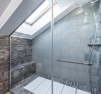 Glass walled shower